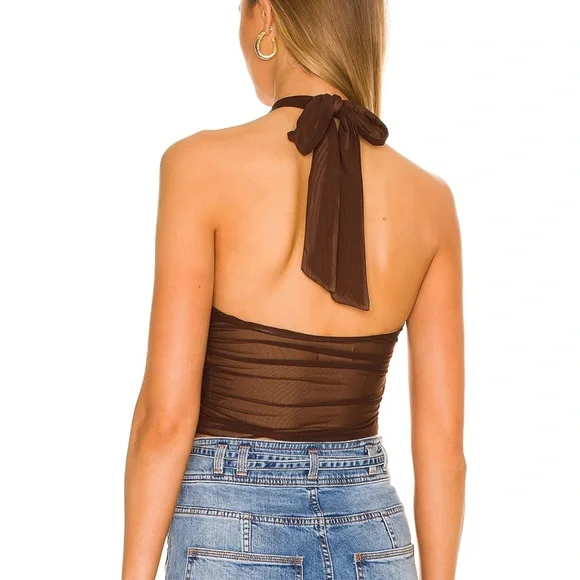 MAJORELLE Brown Halter Wrap Top - Picture 2 of 3